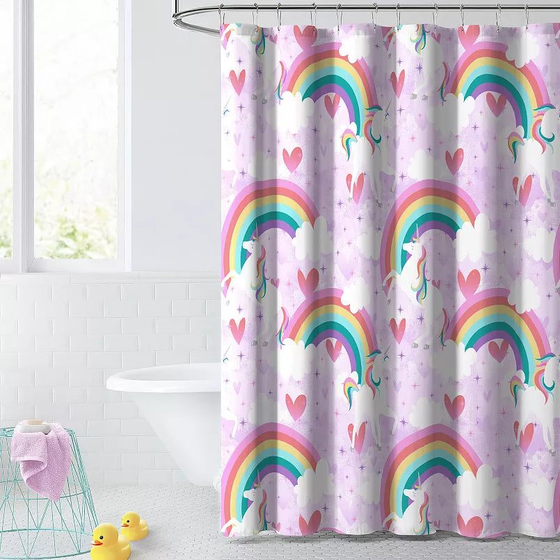 Unicorn Rainbow Shower Curtain 72 x 72