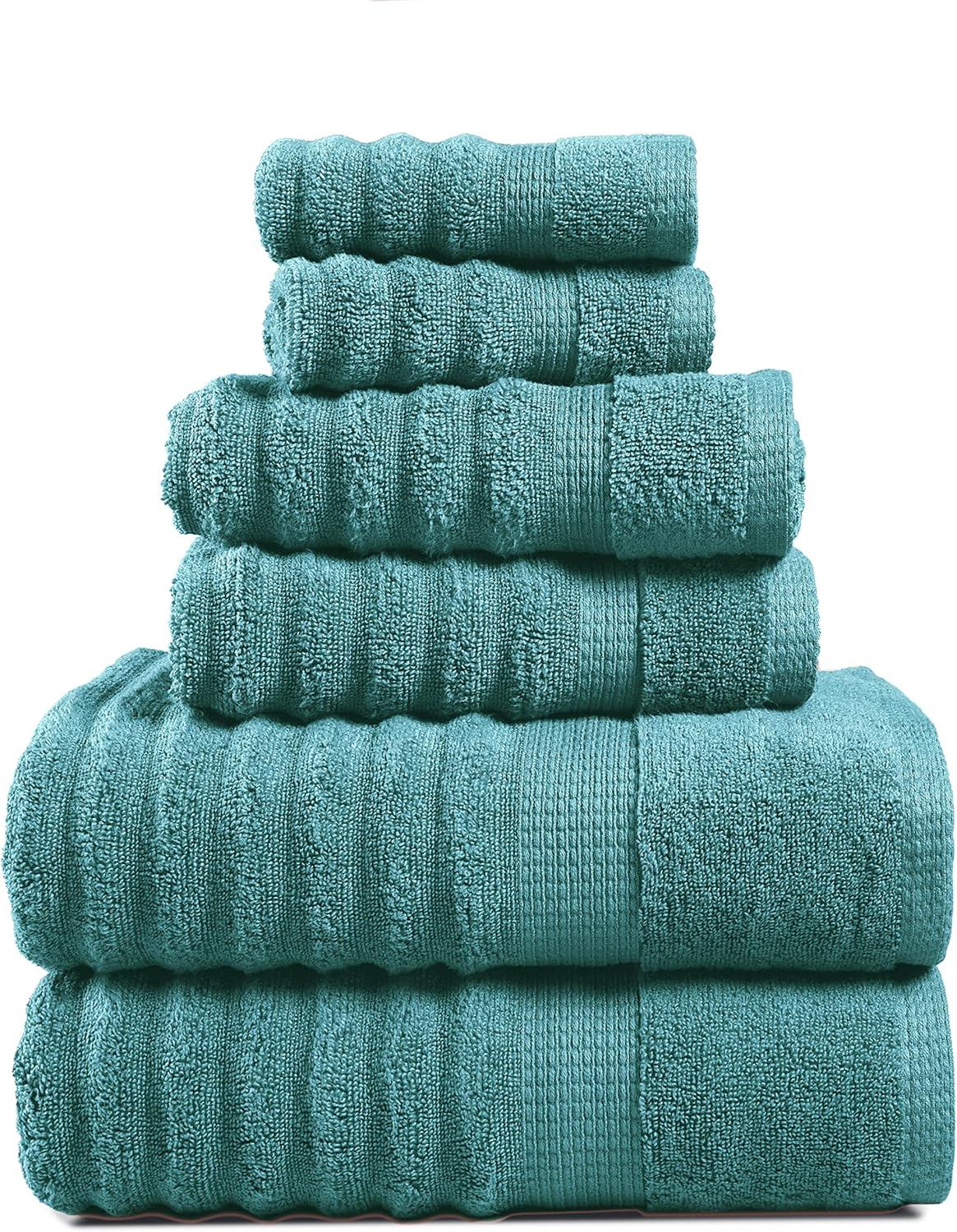 Essential, 100% Cotton Bath Towel Set of 6 - Includes 2 Bath, 2 Hand Towel, 2 Wash Cloths for Body