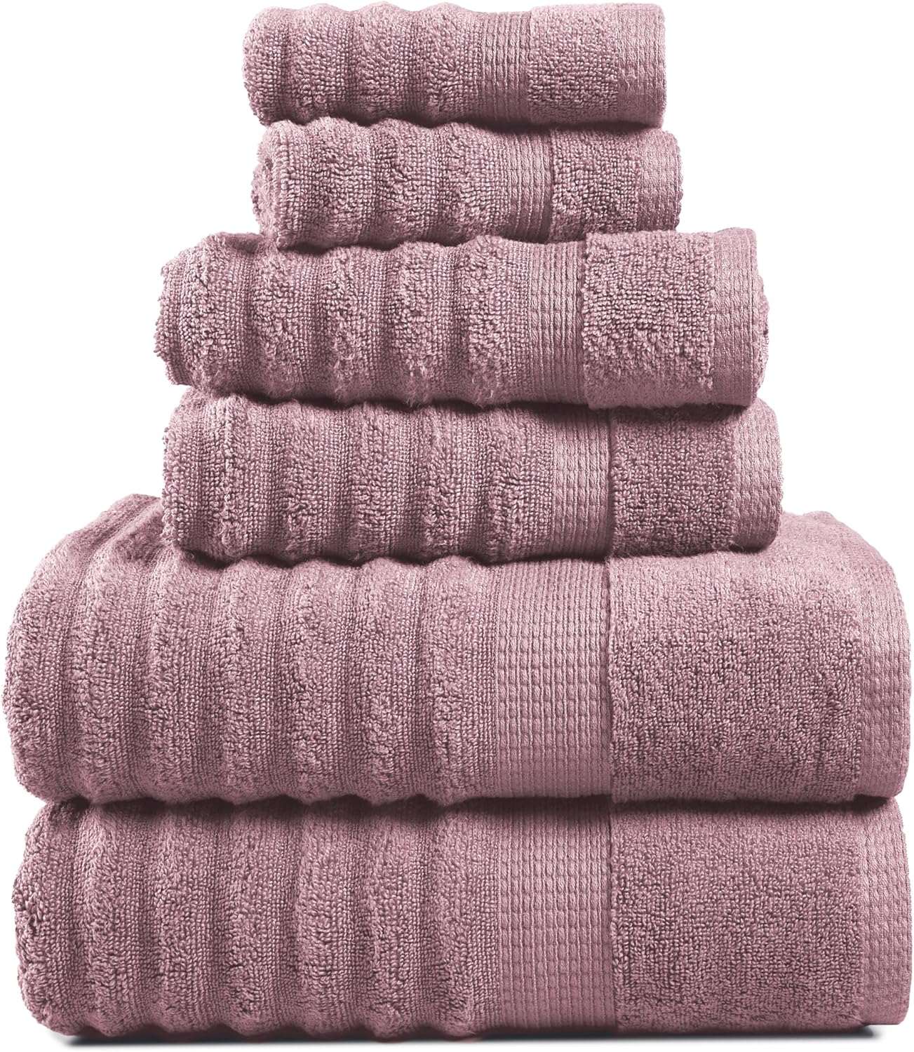Essential, 100% Cotton Bath Towel Set of 6 - Includes 2 Bath, 2 Hand Towel, 2 Wash Cloths for Body