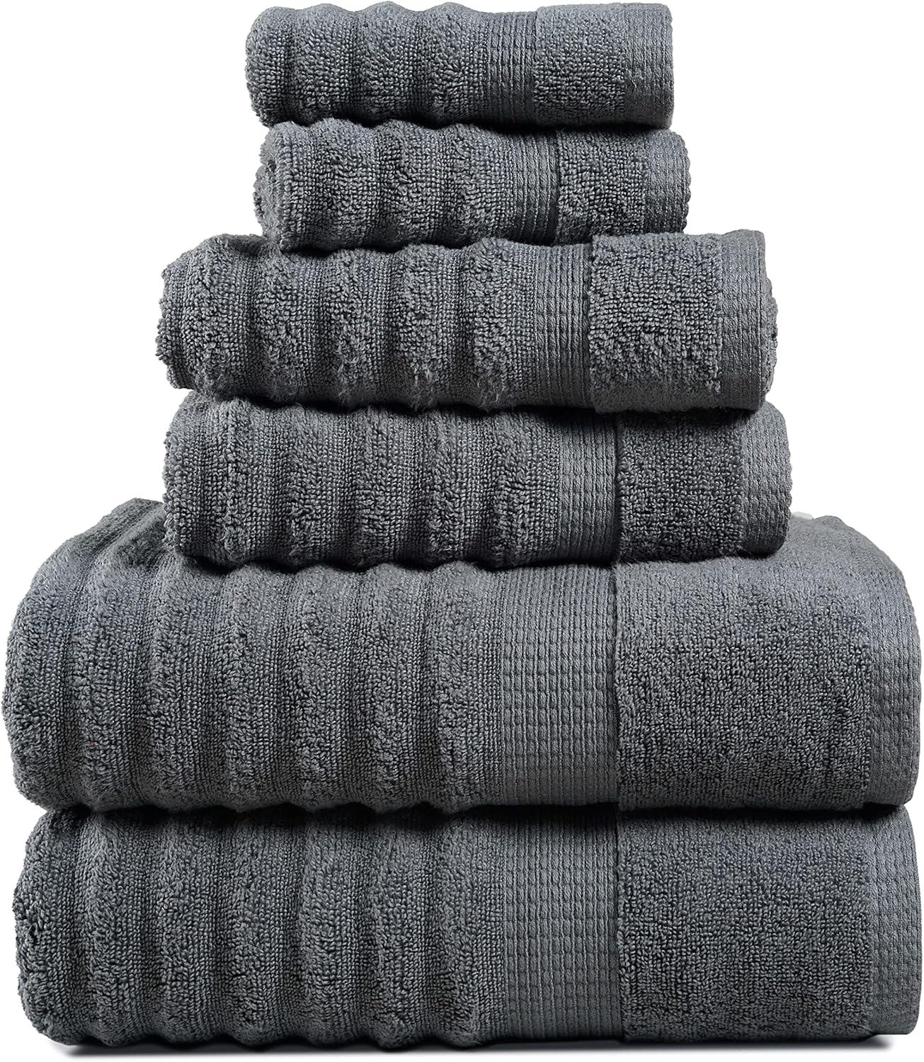 Essential, 100% Cotton Bath Towel Set of 6 - Includes 2 Bath, 2 Hand Towel, 2 Wash Cloths for Body