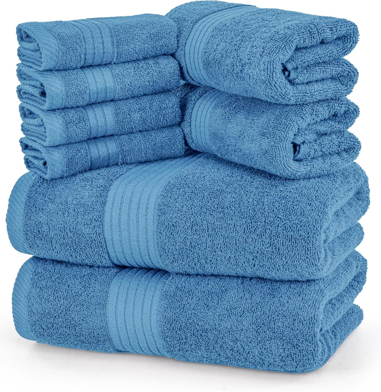 Luxury 8 Piece Premium 100% Cotton Towel Set 2, Bath, 2 Hand and 4 Face Cloths