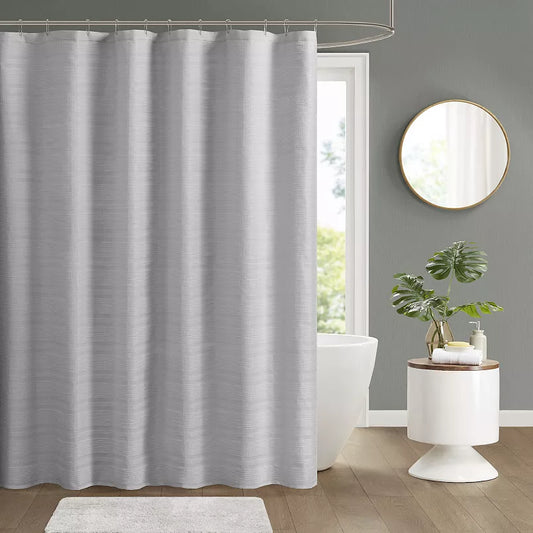 Grey Waffle Solid Texture Shower Curtain 70 x 72