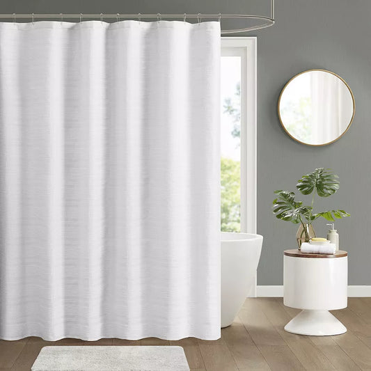 White Waffle Solid Texture Shower Curtain 70 x 72