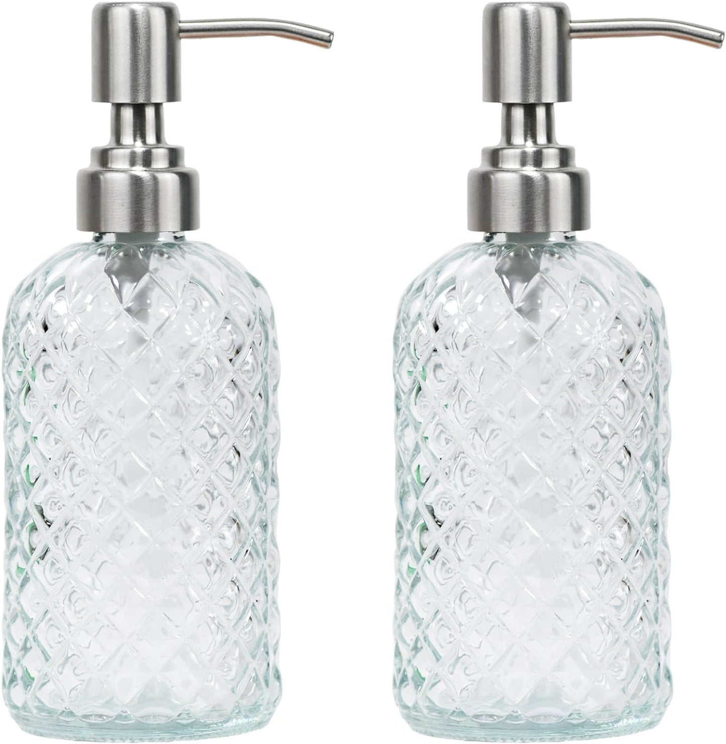 2 Pack-16 oz Soap Dispenser with Rustproof Stainless-Steel Pump