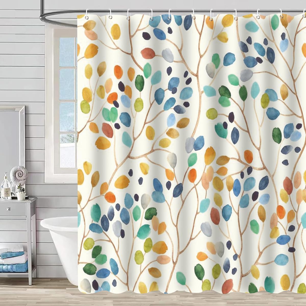 Colorful Floral Waterproof Shower Curtain 72x 72