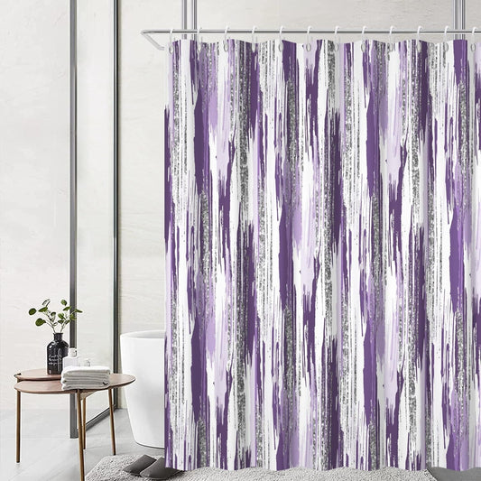 Modern Abstract Ombre Purple, Lavender and Silver Shower Curtain 72 x 72