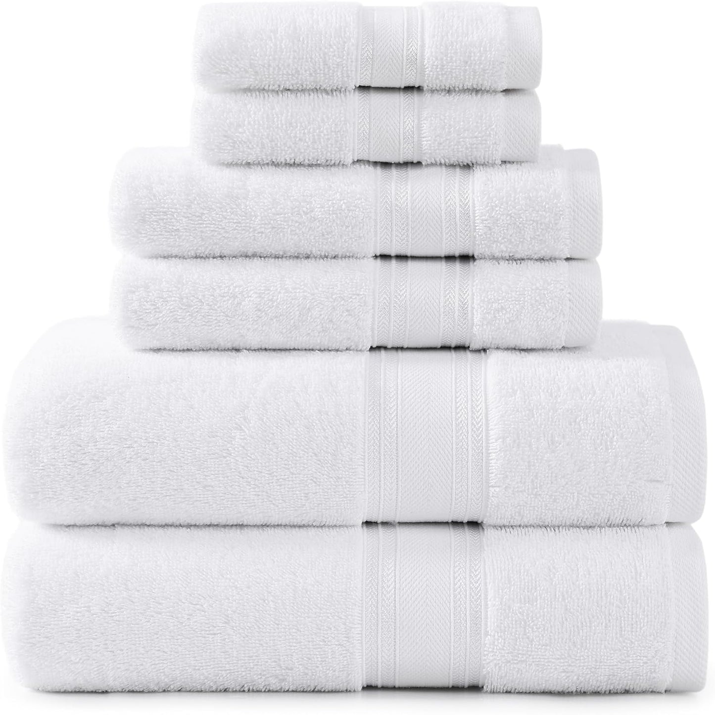 Luxury Bath Towels Set - 6 Piece Set, 100% Cotton Bathroom Towels