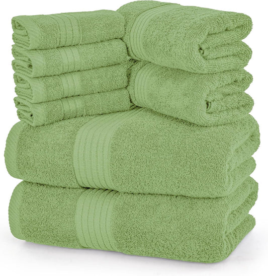 Luxury 8 Piece Premium 100% Cotton Towel Set 2, Bath, 2 Hand and 4 Face Cloths
