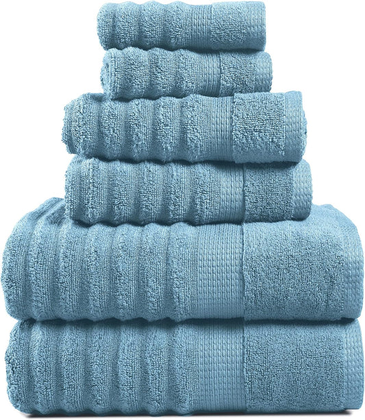 Essential, 100% Cotton Bath Towel Set of 6 - Includes 2 Bath, 2 Hand Towel, 2 Wash Cloths for Body