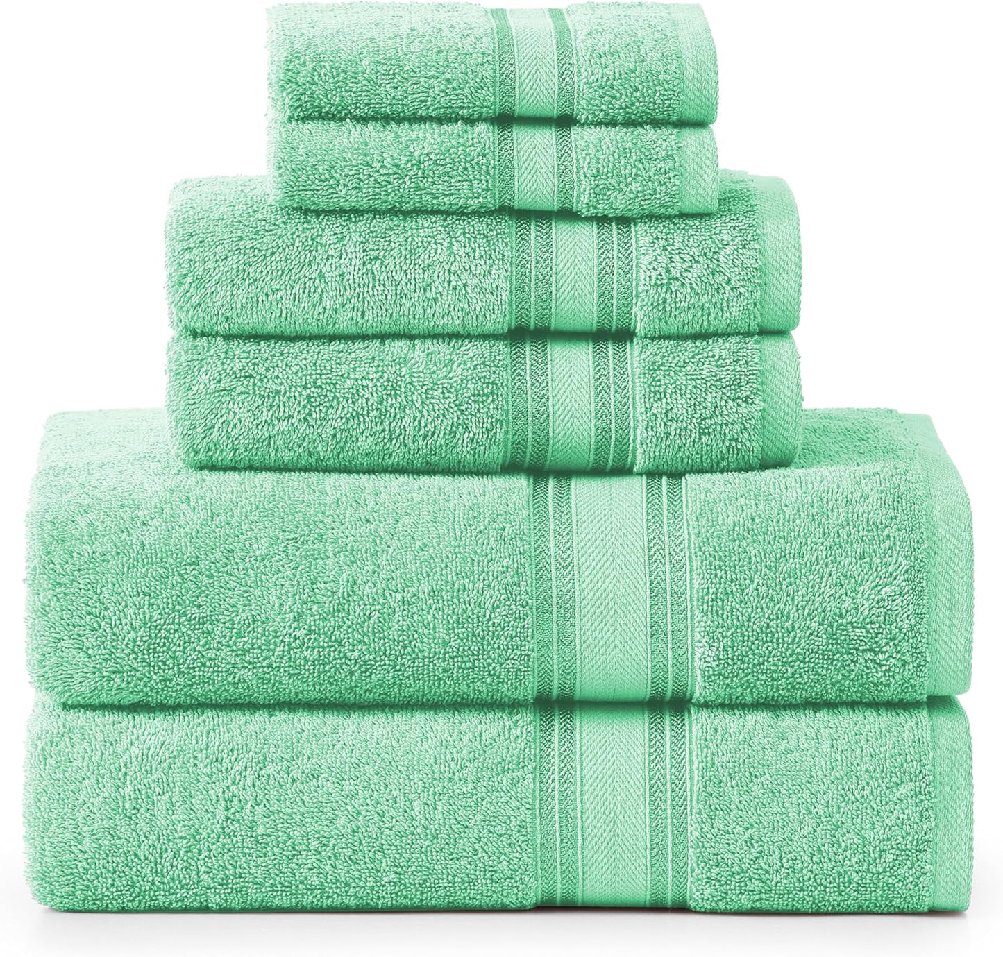 Luxury Bath Towels Set - 6 Piece Set, 100% Cotton Bathroom Towels