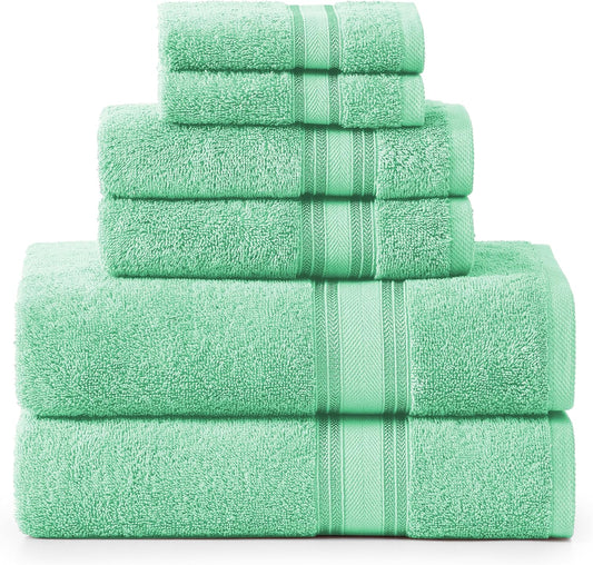 Luxury Bath Towels Set - 6 Piece Set, 100% Cotton Bathroom Towels