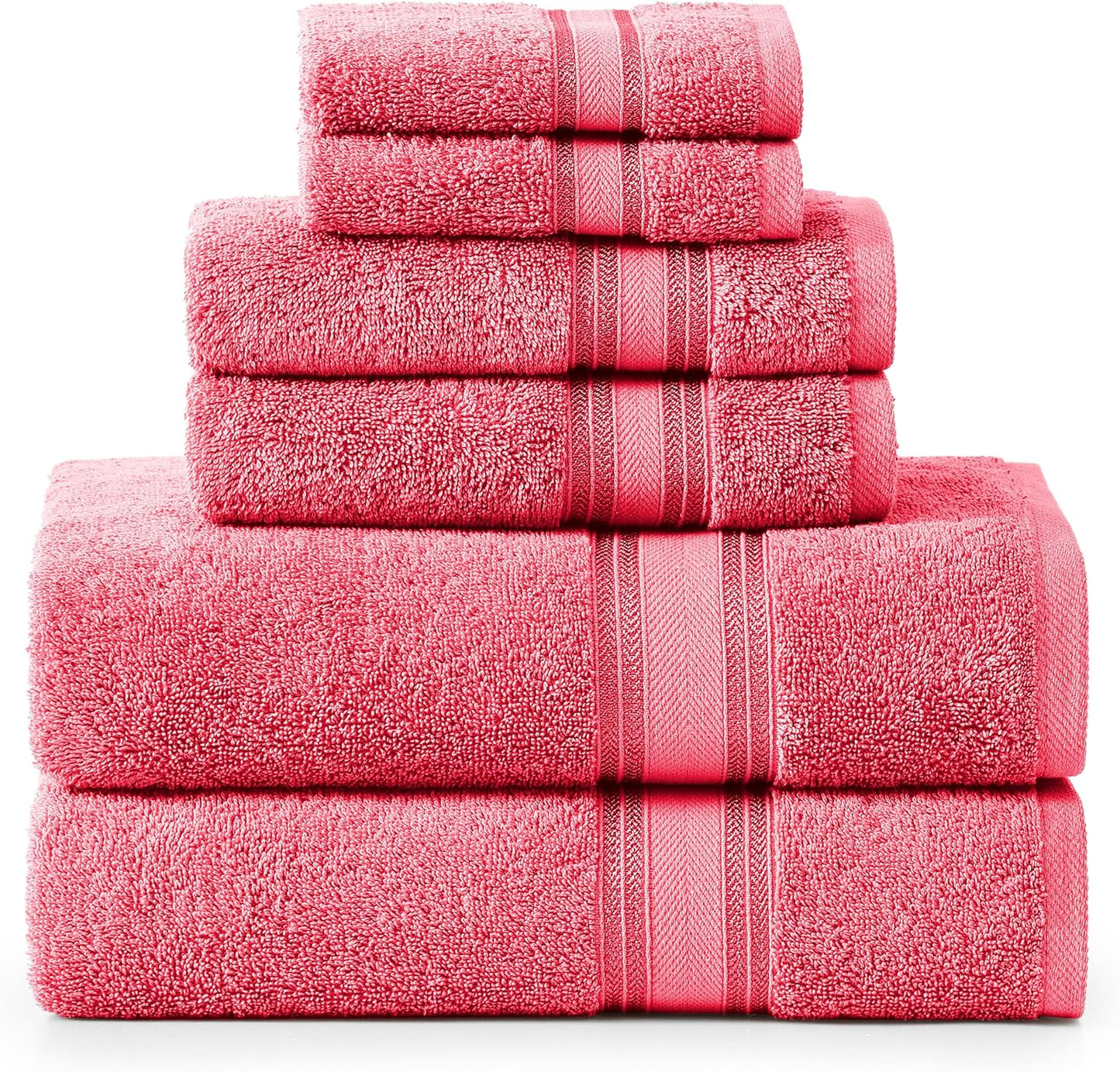 Luxury Bath Towels Set - 6 Piece Set, 100% Cotton Bathroom Towels